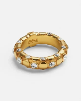 Bague en maille métallique et cristal