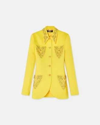 Blazer ajusté à boutons en laine cloutée