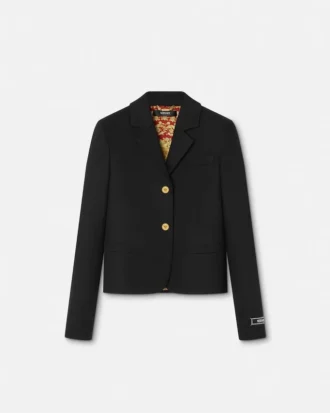 Blazer court et carré en gabardine