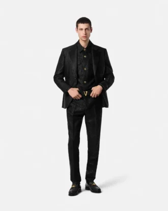 Blazer croisé en jacquard léopard