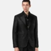 Blazer croisé en jacquard léopard