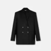 Blazer croisé en laine à fines rayures Blazer croisé en laine à fines rayures