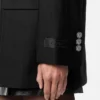 Blazer croisé en laine à fines rayures Blazer croisé en laine à fines rayures