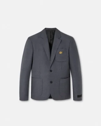 Blazer en laine à micro-carreaux