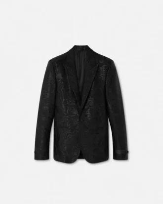 Blazer en laine mélangée jacquard