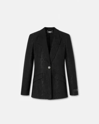 Blazer en laine mélangée jacquard python