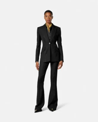 Blazer en laine mélangée jacquard python