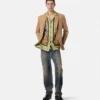 Blazer simple boutonnage en laine mélangée