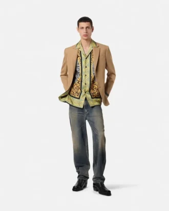Blazer simple boutonnage en laine mélangée
