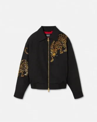 Blouson en laine mélangée Versace Leopard