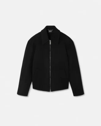 Blouson zippé en laine et cachemire