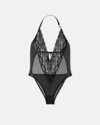 Body brodé à bordures en dentelle