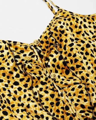 Body en soie à imprimé guépard intégral