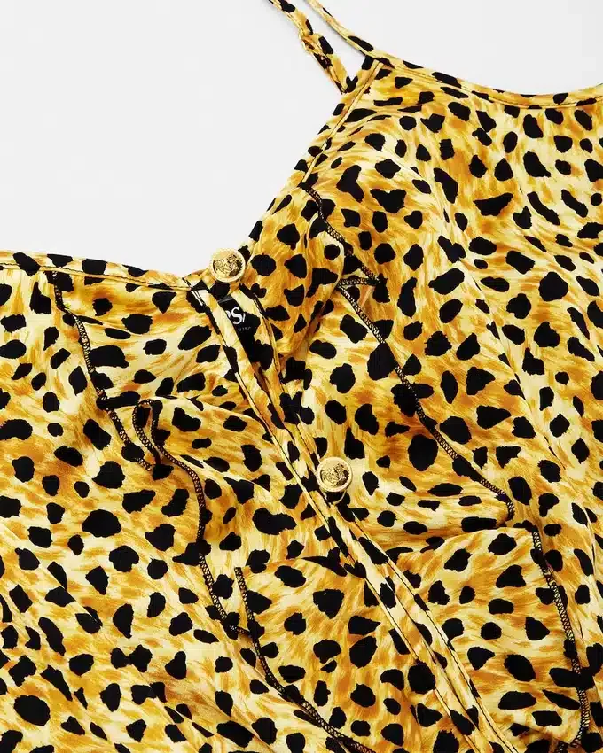 Body en soie à imprimé guépard intégral Body en soie à imprimé guépard intégral