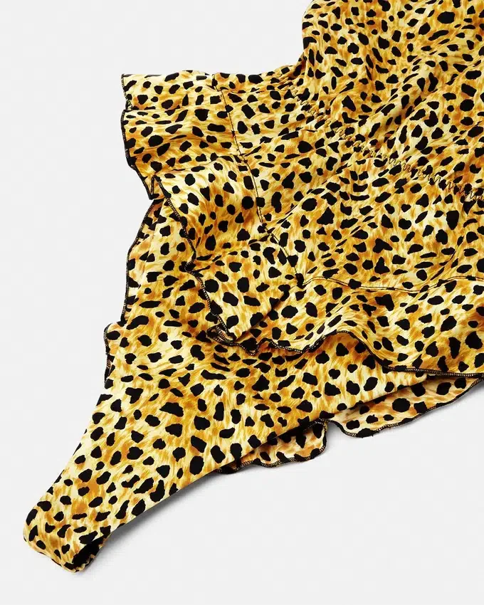 Body en soie à imprimé guépard intégral Body en soie à imprimé guépard intégral