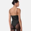 Body en soie jacquard à col en V Body en soie jacquard à col en V