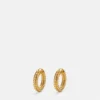 Boucles d&rsquo;oreilles créoles en maille métallique et cristal