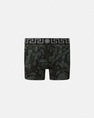 Boxer long en jersey de coton jacquard imprimé