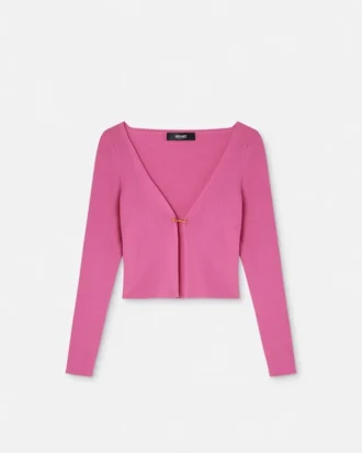 Cardigan ajusté en maille côtelée avec épingle de sûreté