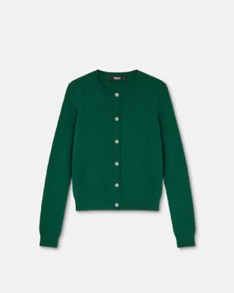 Cardigan ajusté en maille jacquard de viscose