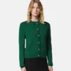 Cardigan ajusté en maille jacquard de viscose Cardigan ajusté en maille jacquard de viscose