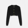 Cardigan court en maille viscose stretch jacquard Cardigan court en maille viscose stretch jacquard
