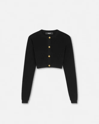 Cardigan court en maille viscose stretch jacquard