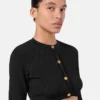 Cardigan court en maille viscose stretch jacquard Cardigan court en maille viscose stretch jacquard