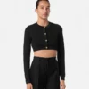 Cardigan court en maille viscose stretch jacquard Cardigan court en maille viscose stretch jacquard