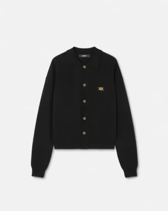 Cardigan polo en maille cachemire et coton