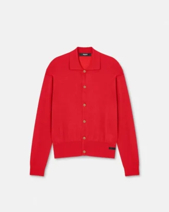 Cardigan polo en maille de soie et coton