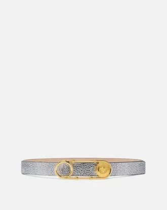 Ceinture en cuir avec épingle de sûreté en cristal 3 cm