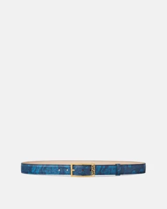 Ceinture en cuir imprimé Greca 3 cm