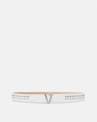 Ceinture en cuir ornée d&rsquo;un V 3 cm