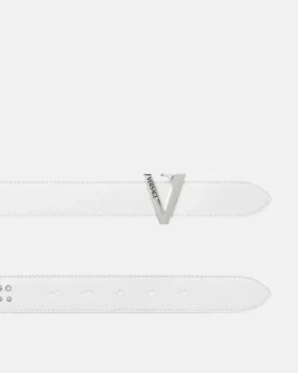 Ceinture en cuir ornée d&rsquo;un V 3 cm