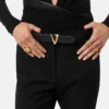 Ceinture en cuir V 3 cm