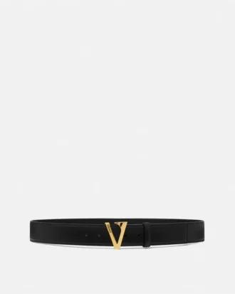 Ceinture en cuir V 4 cm