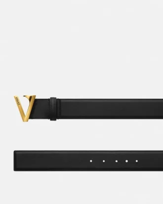 Ceinture en cuir V 4 cm