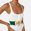 Ceinture Medusa 95 effet croco  6 cm
