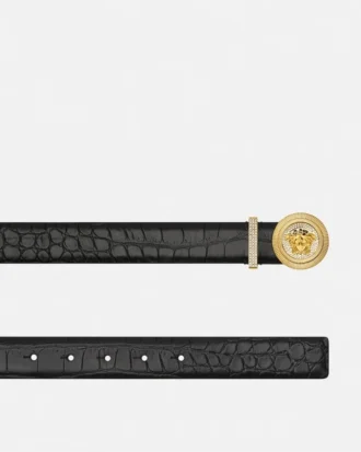 Ceinture Medusa Biggie embellie effet croco 3 cm