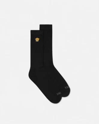 Chaussettes en coton côtelé brodées