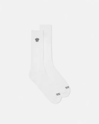 Chaussettes en coton côtelé brodées