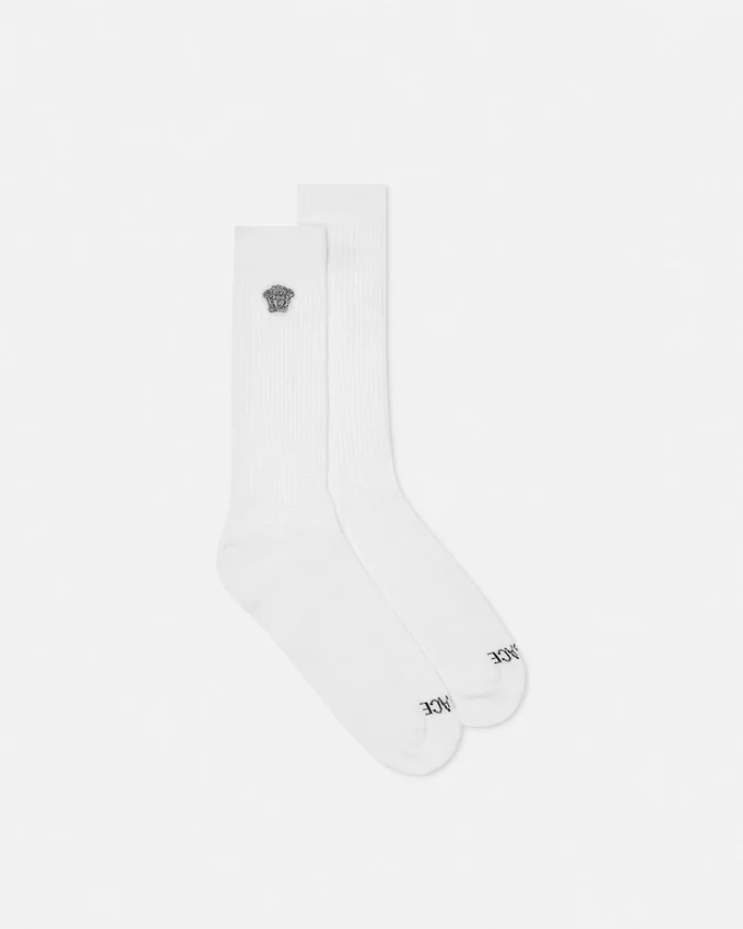Chaussettes en coton côtelé brodées Chaussettes en coton côtelé brodées