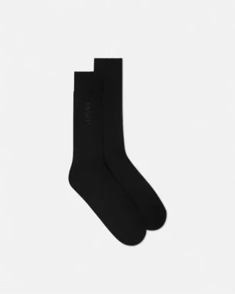 Chaussettes en coton côtelé brodées