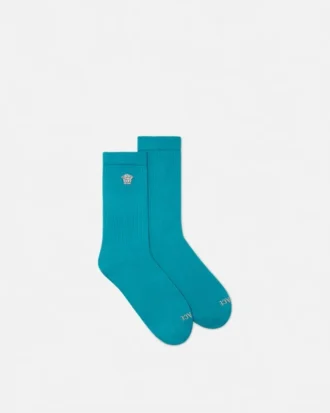 Chaussettes en coton côtelé brodées