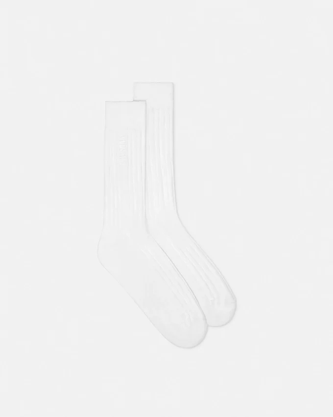 Chaussettes en coton côtelé brodées Chaussettes en coton côtelé brodées
