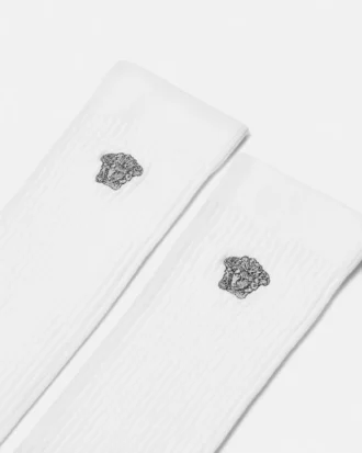 Chaussettes en coton côtelé brodées