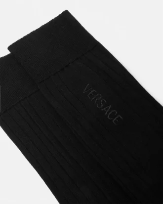 Chaussettes en coton côtelé brodées