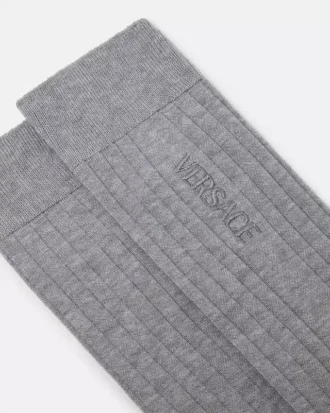 Chaussettes en coton côtelé brodées