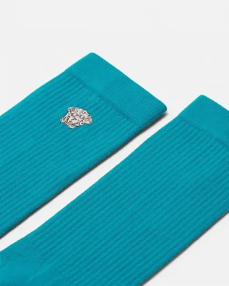 Chaussettes en coton côtelé brodées